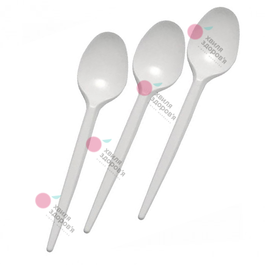 ЛОЖКА ЧАЙНА (ОДНОРАЗОВА, ПЛАСТИКОВА, БІЛА, 100 ШТ.)